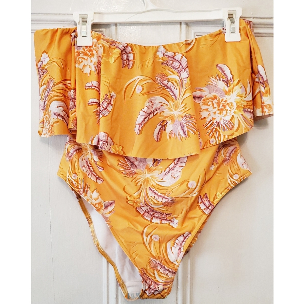 Tropical/floral one piece bathing suit
